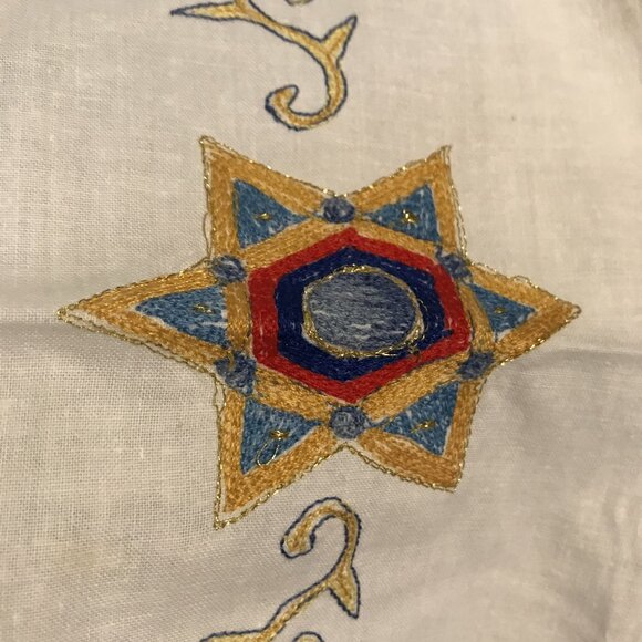 Chanukah By Jabara 100% Cotton Tablecloth With Embroidered Menorah & Crown Desig - Picture 16 of 16